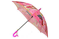 Детский яркий зонт трость полуавтомат на 8 спиц со свистком с рисунком Cute Girl