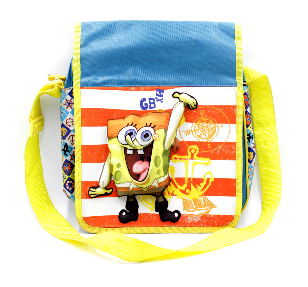 Дитяча сумка через плече Спанч Боб синя жовта, квадратна сумка для хлопчика / дівчинки зі Спанч Бобом
