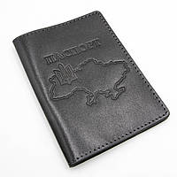 Обложка на паспорт патриотическая Grande pelle, кожаная обложка с гравировкой, обложка черная на паспорт