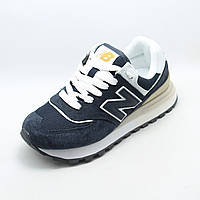 Женские кроссовки New Balance 574 кожаные, синие Вьетнам