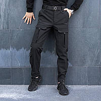 Прямые черные базовые карго штаны для мужчин, повседневные брюки карго на осень весну