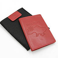 Кожаная обложка на паспорт Grande Pelle 140х100 мм глянцевая кожа Sicillia красный