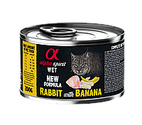 Полнорационный влажный корм для кошек Alpha Spirit Rabbit With Banana Cat- 200 г кролик с бананом