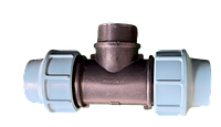 Тройник зажимной 50х1-1/4"х50 с наружной резьбой для полиэтиленовой трубы