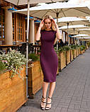 Літня сукня в обтяжку сливова трикотажна жіноча сукня футляр з коротким рукавом облягаюча сукня до коліна, фото 2