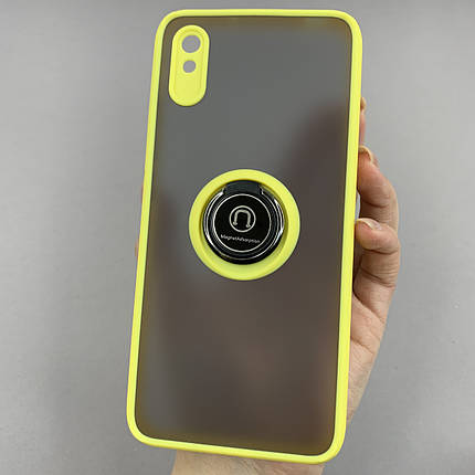Чохол для Xiaomi Redmi 9A чохол з кільцем підставкою на телефон сяомі редмі 9а жовтий t8b, фото 1