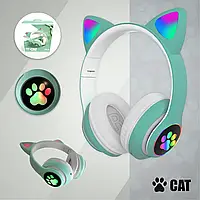 Беспроводные детские наушники Bluetooth с кошачьими ушками и яркой многоцветной подсветкой Cat VZV-23M ВАУ