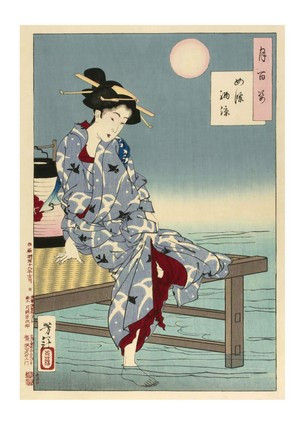 Открытка Японське мистецтво - Cooling off at Shijō by the Kamo River, 1885, фото 1