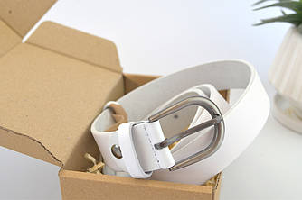 Білий ремінь жіночий натуральна шкіра подарунок на День Народження | від 80 до 140 см