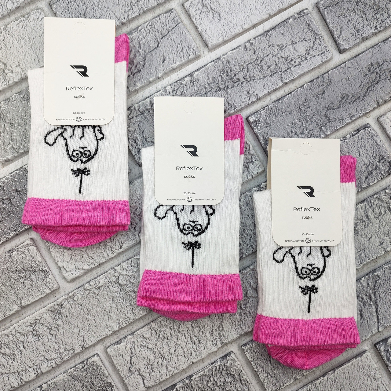 Шкарпетки жіночі високі весна/осінь р.23-25 кіт з малиновим ReflexTex 30038640, фото 1