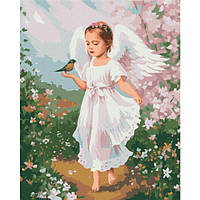 Картина по номерам "Ангелочек с птичкой" BS53707L