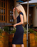 Літня сукня в обтяжку темно синя трикотажна жіноча сукня футляр з коротким рукавом облягаюча сукня, фото 4
