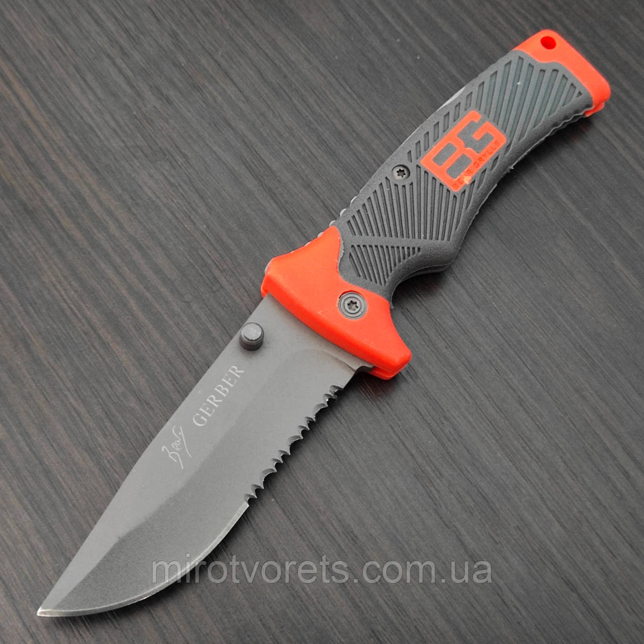 РОЗПРОДАЖ. Ніж складаний Gerber Bear Grylls Folding 113 серрейтор, в чохлі, фото 1