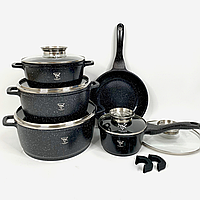 Набір посуду і сковорідка з гранітним покриттям TK-00020, набір каструль з антипригарним покриттям для будинку