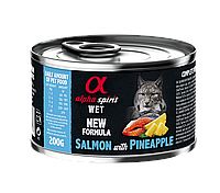 Полнорационный влажный корм для кошек Alpha Spirit Salmon with Pineapple Cat- 200 г лосось с ананасом