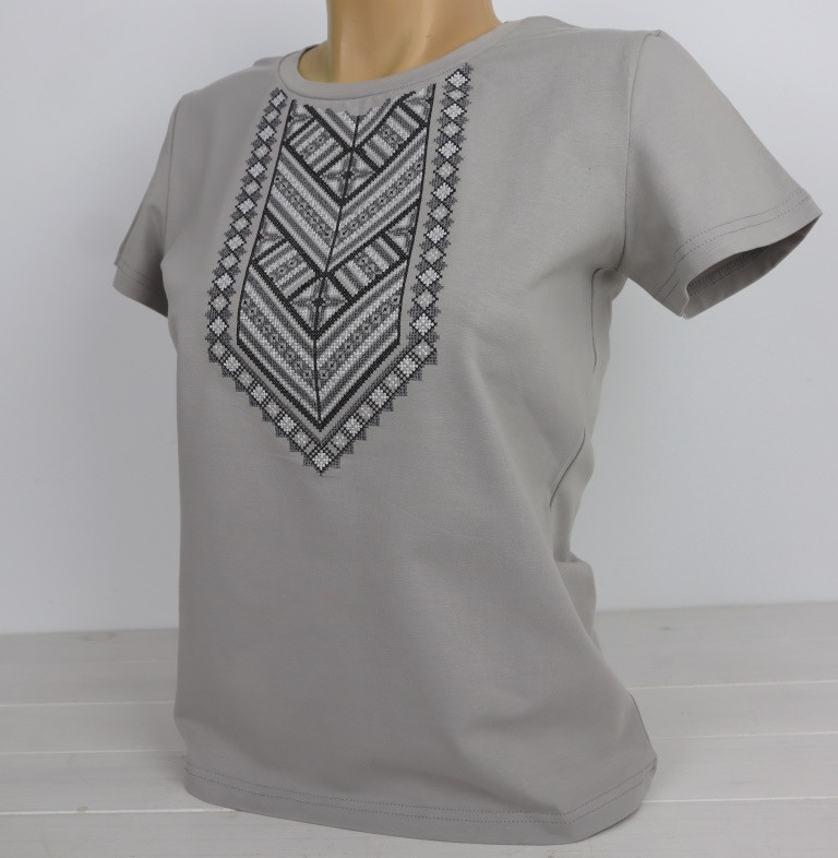 Футболка з вишивкою жіноча Коломия на сірому, футболка вишивка,футболка вишиванка,футболка з вишиванкою,футболка вишита