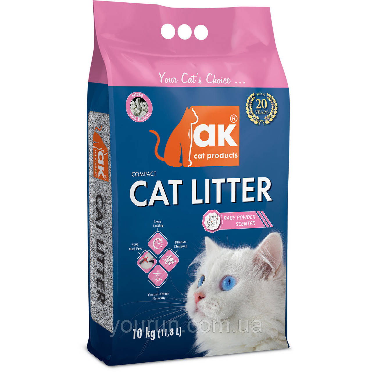 AKCat Compact Cat Litter - бентонитовый наполнитель, Детская присыпка 10 кг - фото 2 - id-p2134880750