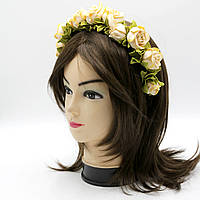 Обруч для волосся в українському стилі, Вінок-обруч для нареченої зі штучних квітів, Обруч з трояндами