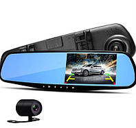 Автомобільне дзеркало відеореєстратор для машини на 2 камери VEHICLE BLACKBOX DVR 1080p камерою заднього виду