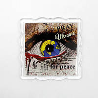 Патриотический Магнит фигурный Глаз "Pray for Ukraine / Pray for peace" 6,5 см на 6,5 см, украинский сувенир