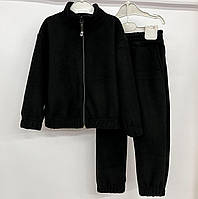 Флисовый костюм для девочки на замочке Черный, 110-116
