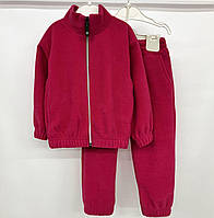 Флисовый костюм для девочки на замочке Красный, 110-116