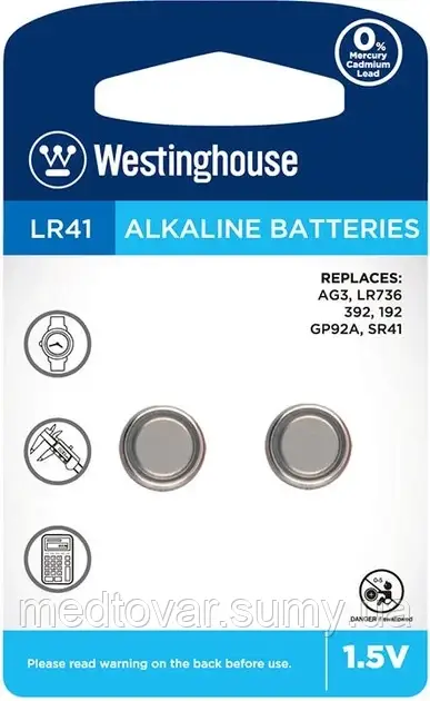 Лужна батарейка Westinghouse Alkaline LR 41 2 шт.