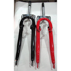 Вилка велосипедна під амортизатор з різьбленням (26") чорна, синя, червона