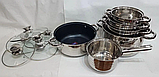 Набір каструль із ковшем і сотейником 6 шт. UNIQUE UN-5036 (16,16,18,20,22,24 см) з неіржавкої сталі, фото 4