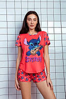 Женская пижама с шортами Stitch, пижама для дома и сна S, M, L Красный