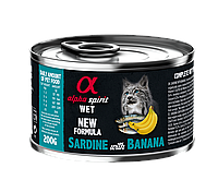 Полнорационный влажный корм для кошек Alpha Spirit Sardine with Banana Cat- 200 г сардина с бананом