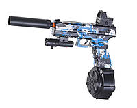 Детский игрушечный Пистолет Орбиган стреляет орбизами на аккумуляторе Синий