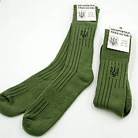Тактические трекинговые носки Герб мужские 27-31р (41-47) зеленые под берцы ВСУ высокие для военных Mio Senso