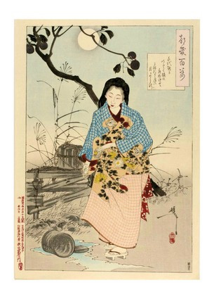 Листівка Японське мистецтво - Lady Chiyo and the Broken Water Bucket, 1889
