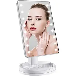 Косметичне дзеркало для макіяжу зі світлодіодним підсвічуванням 22 LED, NJ-230, Біле
