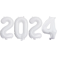 Фольгированные надувные шары цифры 2024 Белый | Выпускной