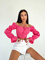 Стильный женский топ с длинными рукавами ткань: муслин Мод: 1062/1 розовый