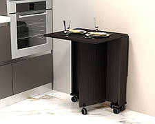 Обідній стіл для маленької кухні на колесах "Соло" (915x600x730) Венге Темний Гамма-стиль