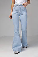 Жіночі джинси кльош із високою посадкою — блакитний колір, 40р (є розміри)