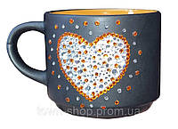Эксклюзивная кофейная чашка со стразами "Сердце" (VK08)