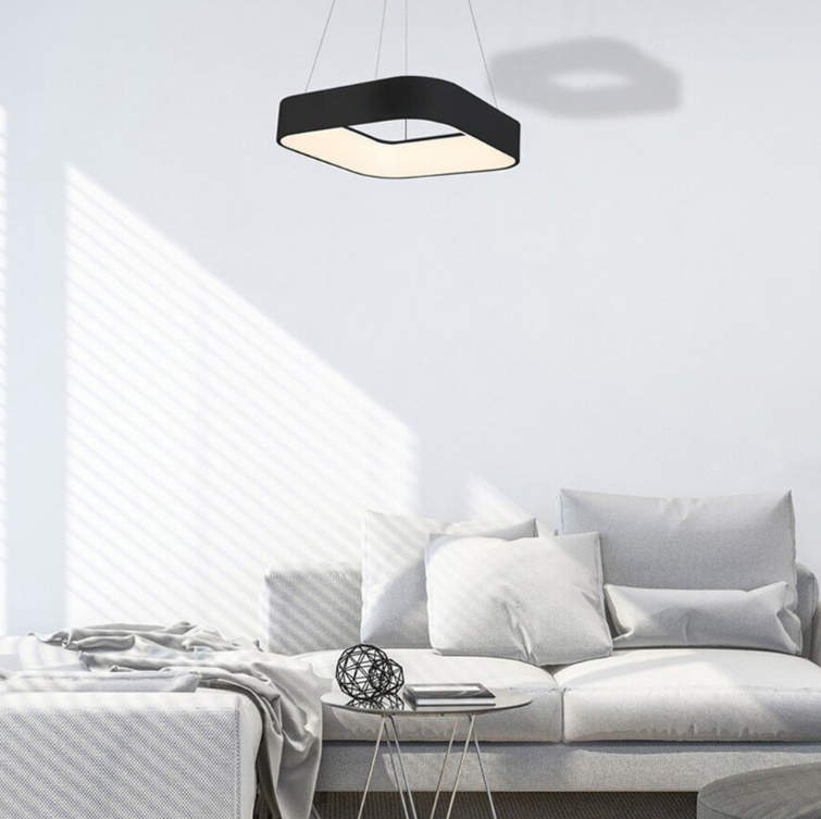 LED СВІТИЛЬНИК ПІДВІСНИЙ КВАДРАТ SOLVENT В ЧОРНОМУ КОРПУСІ 1903 SQ-480*480 BK, фото 1