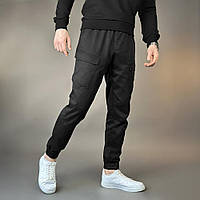 Черные мужские карго штаны на весну осень, удобные брюки карго черного цвета