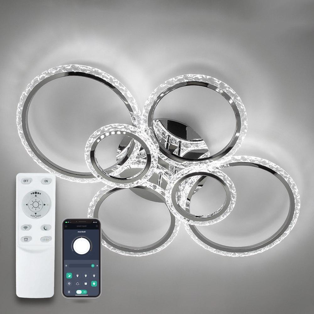 Люстра світлодіодна з пультом ДУ до 20 м² хром LUMINARIA EUROPA 132W 6R CHROME/ICE