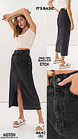 Юбка с разрезом женская джинсовая для девушек норма 34-42,черного цвета
