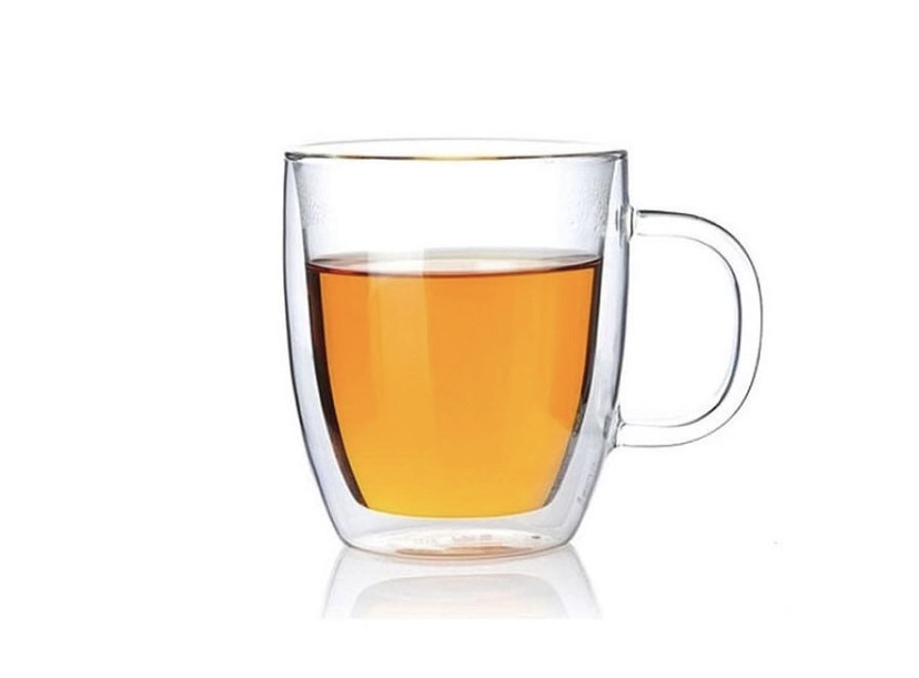 Скляна склянка для чаю та кави з подвійними стінками та подвійним дном А-Плюс 7006 Capuchino 390 мл
