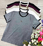 Жіноча футболка стильна модна квітка, модні стильні футболки жіночі білі, фото 2