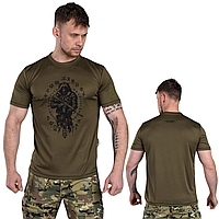 Тактическая футболка олива CoolMax, Потоотводящая футболка олива для военных, Футболка тактическая олива ЗСУ