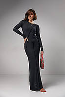 Довга вечірня сукня приталеного крою — чорний колір, XS (є розміри)