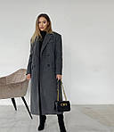 Жіноче пальто прямого крою з кашеміру не утеплене колір графіт XL