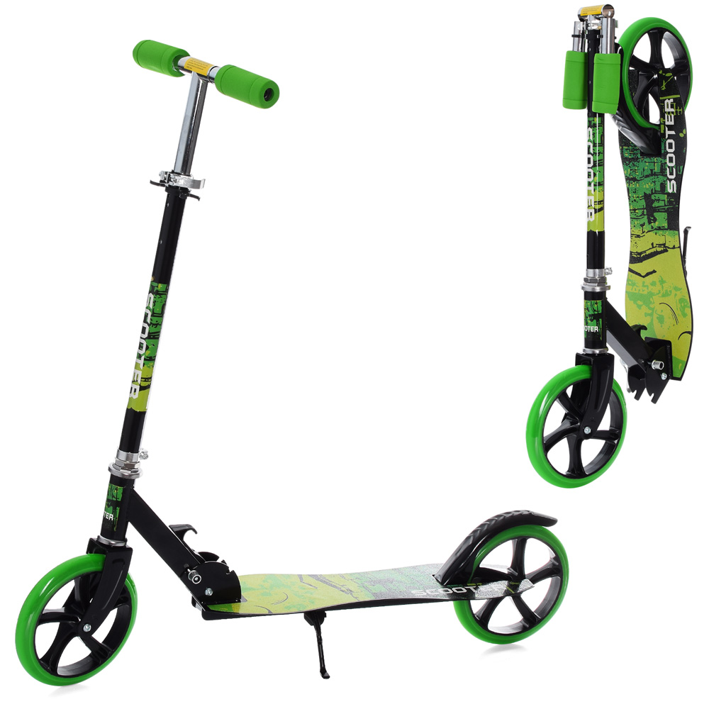 Самокат двоколісний складаний iTrike SR 2-050-1-BGR, чорно-зелений, фото 1